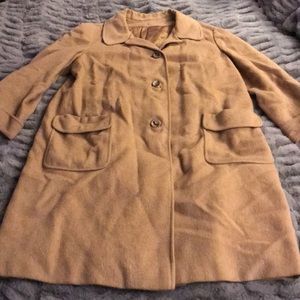 Vintage wool coat S M khaki camel hair 3/4length🐫
